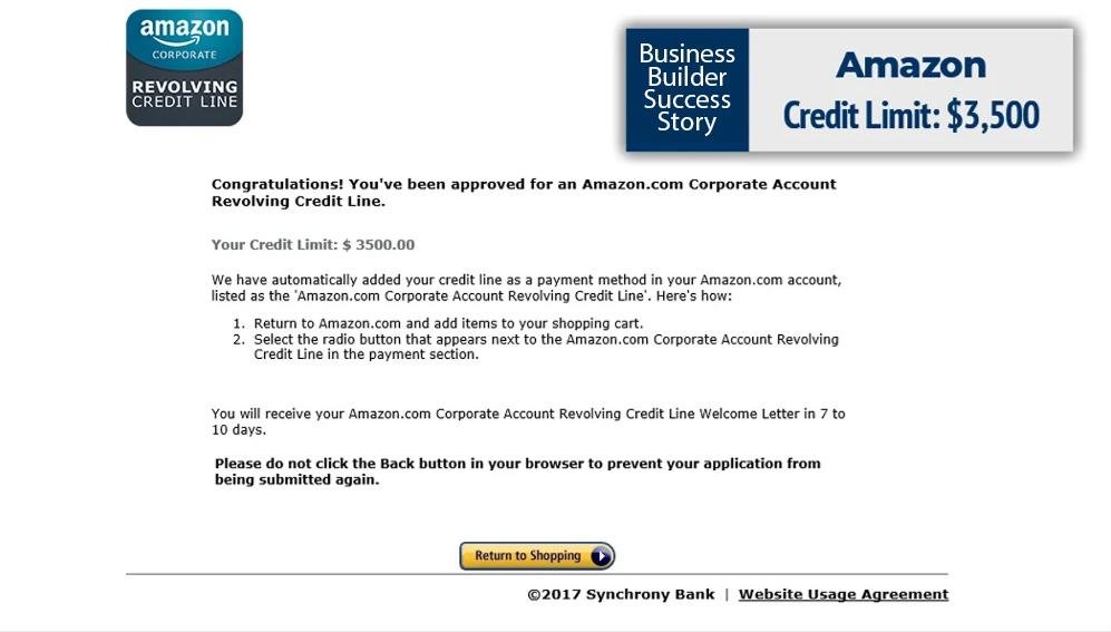Amazon business credit 3,500