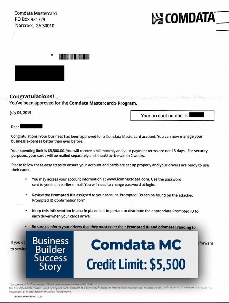 COMDATA approval 5,500