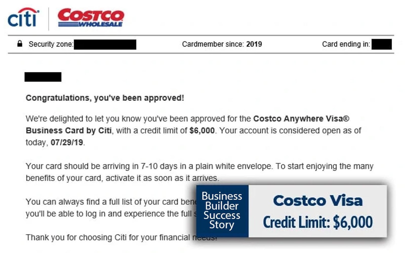 Costco business credit 6K
