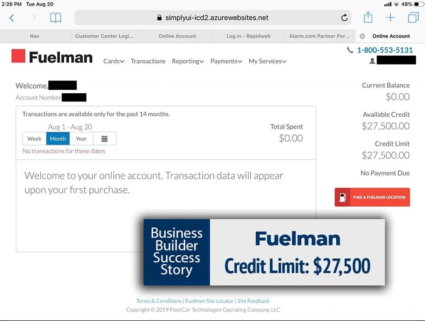 Fuel account approval 27,500